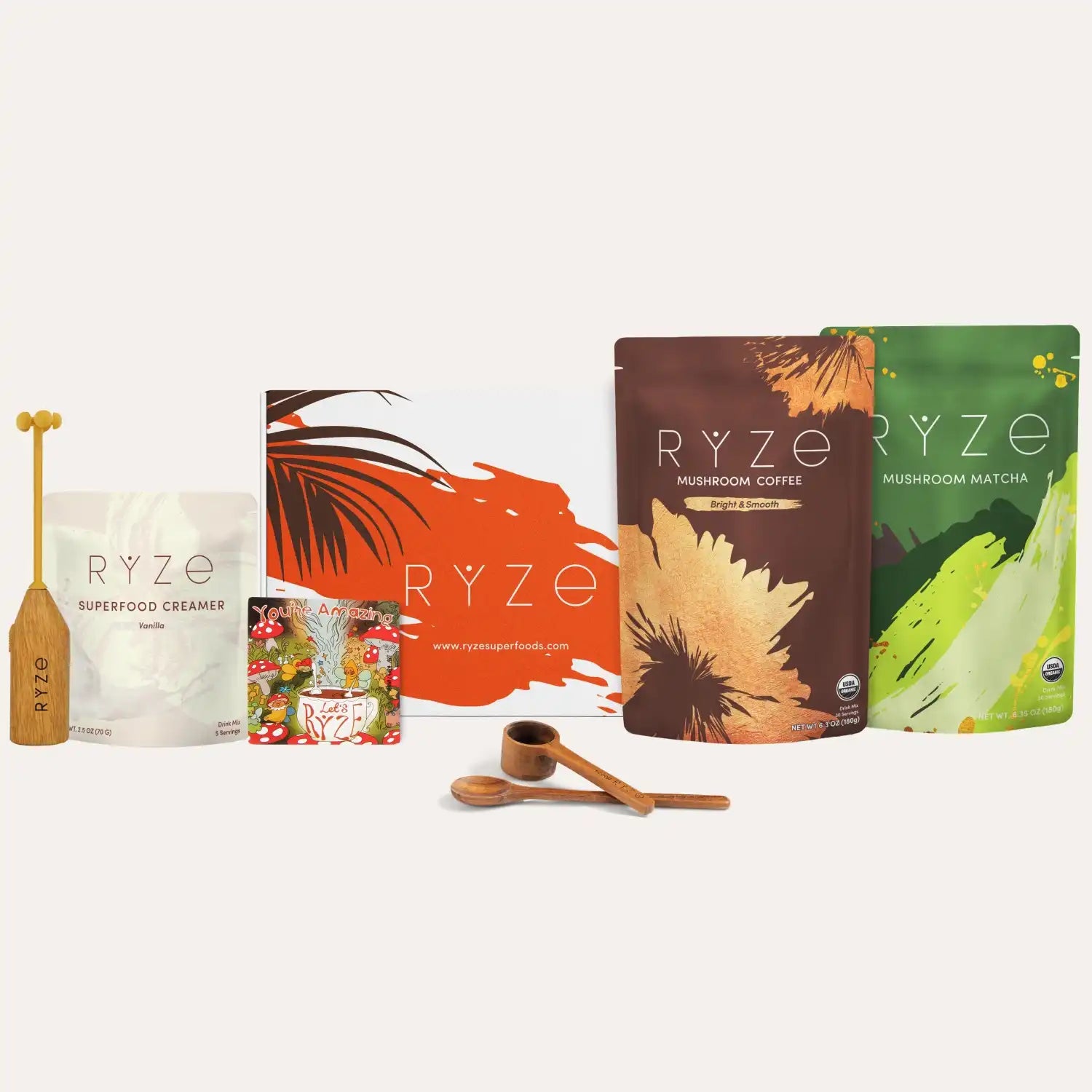 3-Pack Ryze Organic Mushroom Coffee + 4 Ryze Spoons – 100% Authentic, Free Shipping, 30 Servings Per Pack