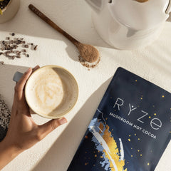 RYZE Mushroom Hot Cocoa — Organic Instant Cocoa with L-Theanine & Melatonin, 20 Servings